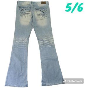 Rue 21 Low Rise Flare Wide Leg Light Wash Y2K Destressed Leah Jean 90s Women 5/6